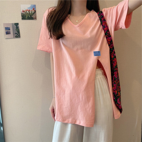 Γυναικείο φαρδύ μπλουζάκι με σχισμή