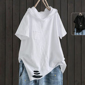 Ležerna ženska majica s kapuljačom i džepom