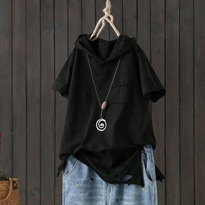 Ležerna ženska majica s kapuljačom i džepom