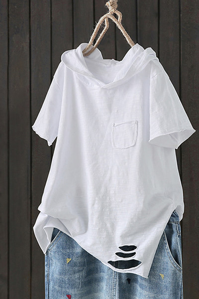 Ležerna ženska majica s kapuljačom i džepom