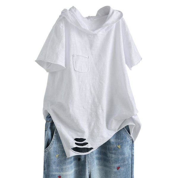 Ležerna ženska majica s kapuljačom i džepom