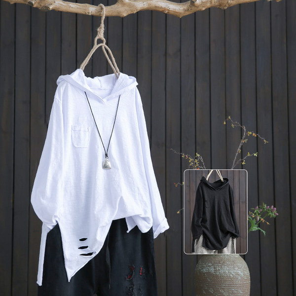 Ležerna ženska majica s kapuljačom i džepom