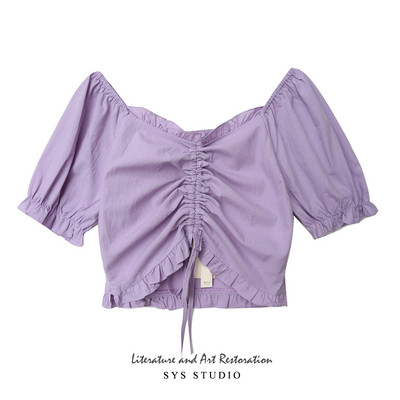 Sieviešu crop tops ar saitēm un spožām piedurknēm