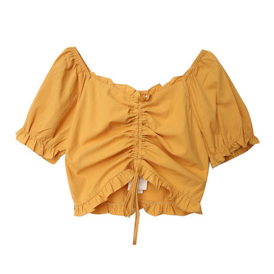 Sieviešu crop tops ar saitēm un spožām piedurknēm