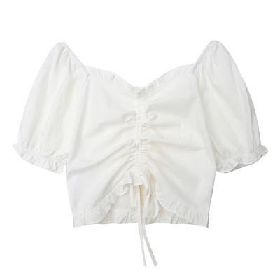 Sieviešu crop tops ar saitēm un spožām piedurknēm