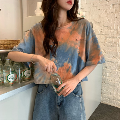 Πολύχρωμο κοντό μπλουζάκι γυναικείο - δύο μοντέλα