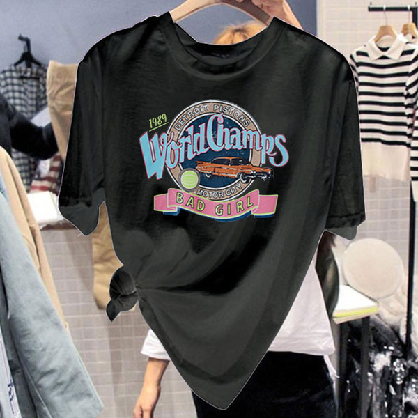 Νέο μοντέλο γυναικείο μπλουζάκι με τύπωμα και κοντά μανίκια - πολλά χρώματα