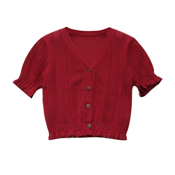 Novi model ženske bluze na dugmad od tankog pletiva