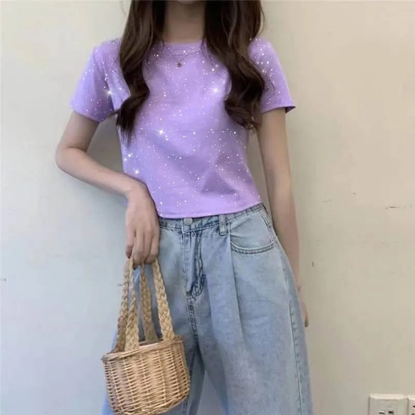 Ženska majica sa sjajnim efektom - kratki model