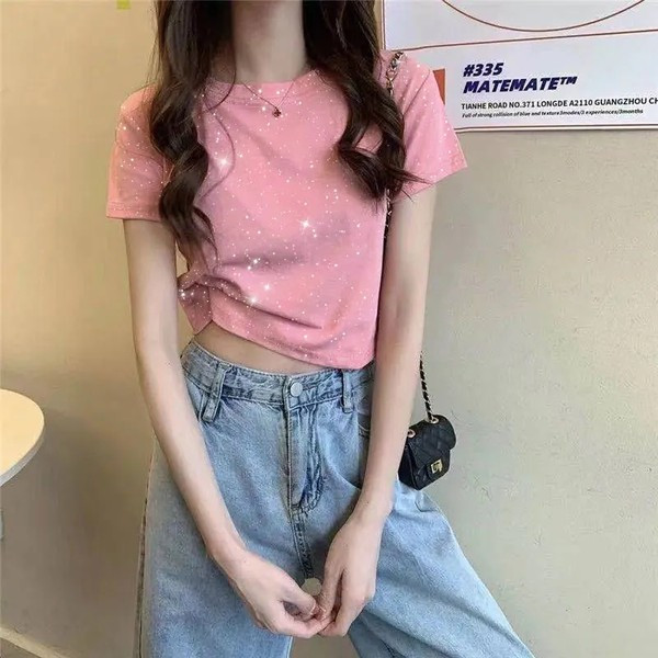 Ženska majica sa sjajnim efektom - kratki model