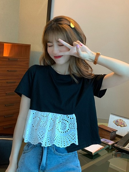 Ženska moderna široka majica s kratkim rukavima