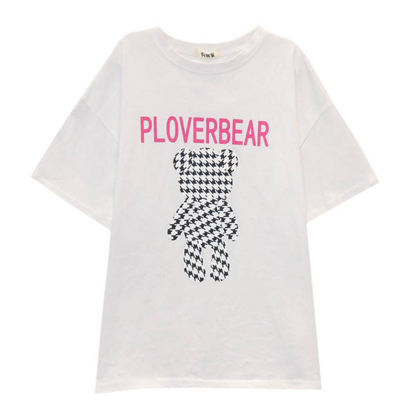 Široka ženska majica s okruglim izrezom i printom