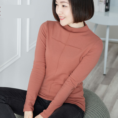 Proljetna bluza s visokim ovratnikom i dugim rukavima