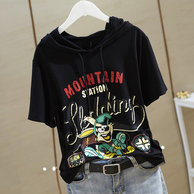 Ženska casual majica kratkih rukava s aplikacijama i vezama