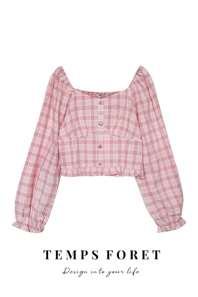 Novi model karirane ženske bluze dugih rukava i golih ramena