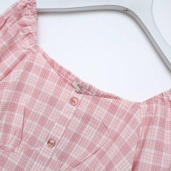 Novi model karirane ženske bluze dugih rukava i golih ramena