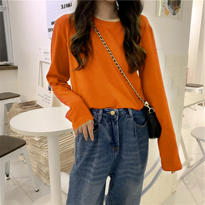 Jednobojna bluza s ovalnim izrezom i dugim rukavima