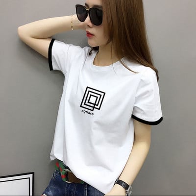 Casual γυναικείο άσπρο μπλουζάκι με διάφορες εφαρμογές