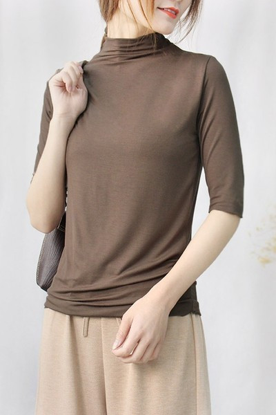 Ženska ležerna bluza s visokim ovratnikom i 3/4 rukavima