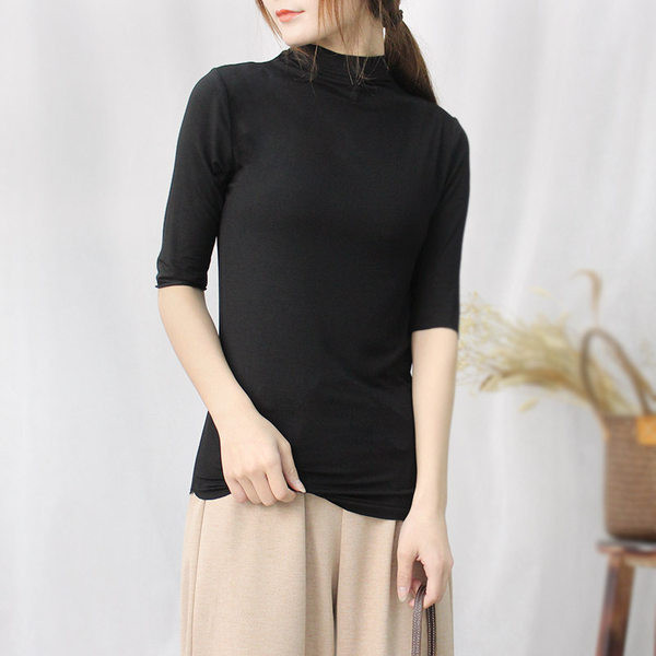 Ženska ležerna bluza s visokim ovratnikom i 3/4 rukavima