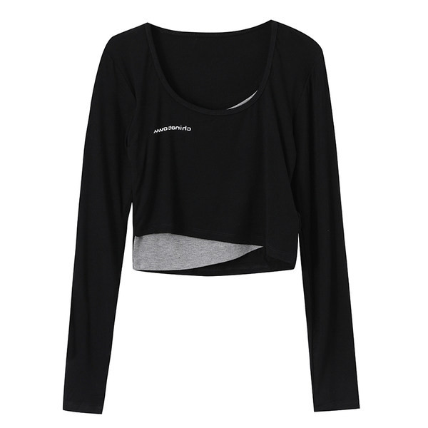 Ženska kratka bluza s okruglim izrezom i dugim rukavima