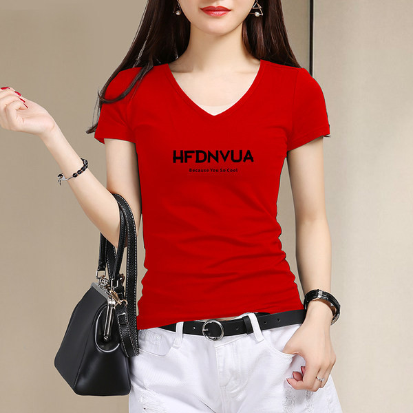 Ženska majica s natpisom i špic izrezom - više boja