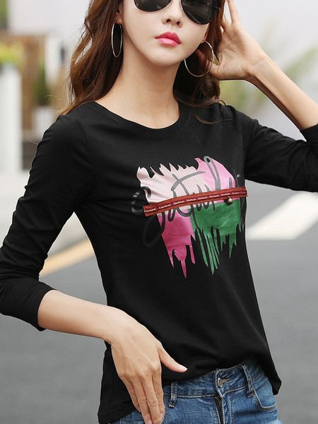 Proljetno-jesenska ženska bluza s dugim rukavima i printom