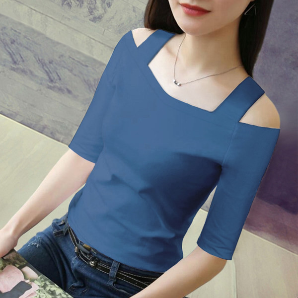 Ženska ležerna bluza s golim ramenima i 3/4 rukavima