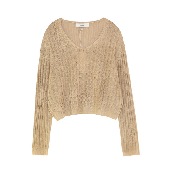 Ženska bluza dugih rukava od tankog pletiva sa špic izrezom