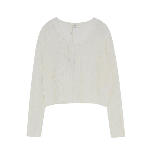 Ženska bluza dugih rukava od tankog pletiva sa špic izrezom