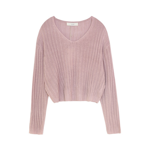 Ženska bluza dugih rukava od tankog pletiva sa špic izrezom