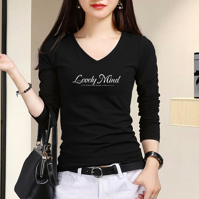 Γυναικεία casual μπλούζα με επιγραφή και λαιμόκοψη σε διάφορα χρώματα