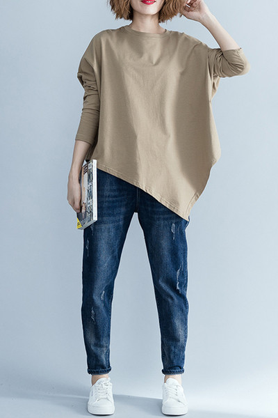 Ženska široka bluza s dugim rukavima i okruglim izrezom