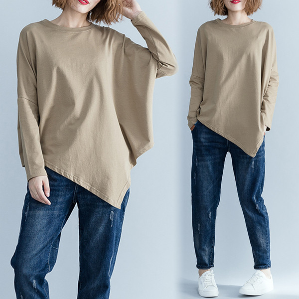 Ženska široka bluza s dugim rukavima i okruglim izrezom