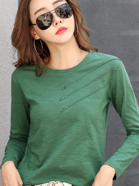 Jauna modeļa sieviešu blūze ar apaļu kakla izgriezumu un garām piedurknēm vairākās krāsās