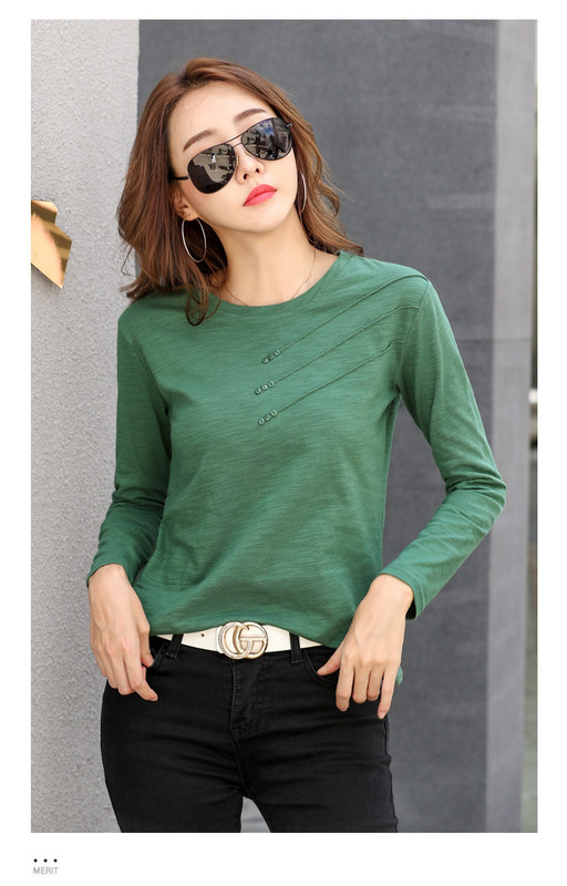 Jauna modeļa sieviešu blūze ar apaļu kakla izgriezumu un garām piedurknēm vairākās krāsās