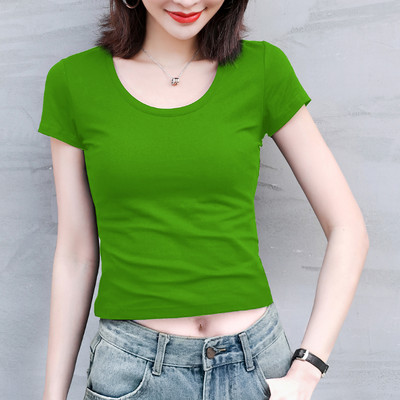 Γυναικείο casual μπλουζάκι με κοντά μανίκια και οβάλ λαιμόκοψη - διαφορετικά χρώματα