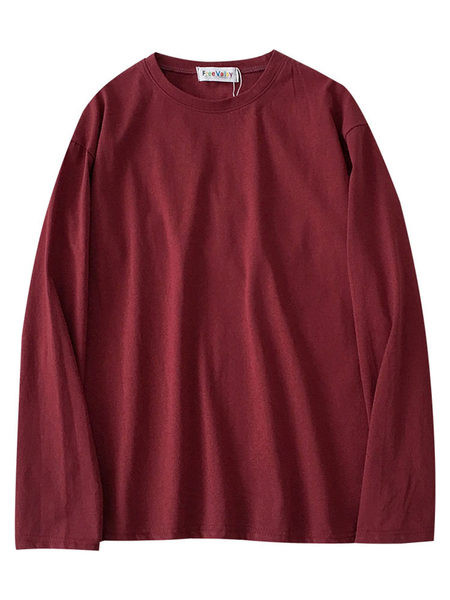 Jednobojna ženska bluza dugih rukava i okruglog dekoltea