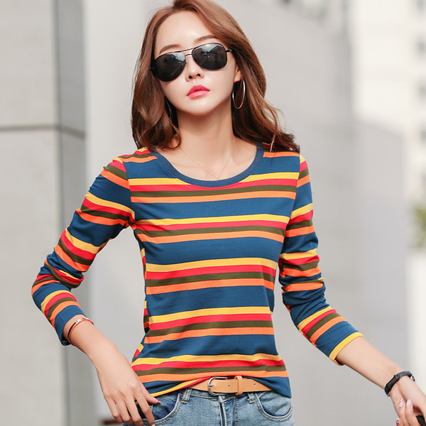 Novi model ženske bluze na pruge sa okruglim izrezom - dvije boje