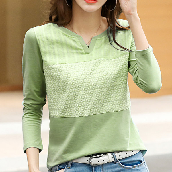 Moderna ženska bluza sa špic izrezom i dugim rukavima u više boja