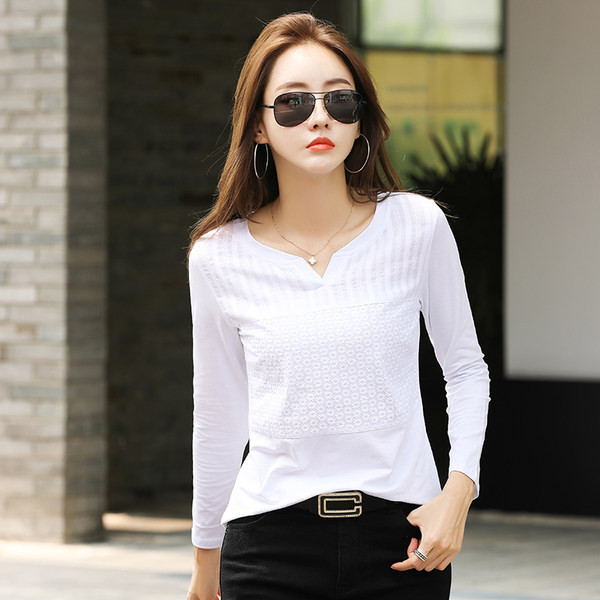 Moderna ženska bluza sa špic izrezom i dugim rukavima u više boja