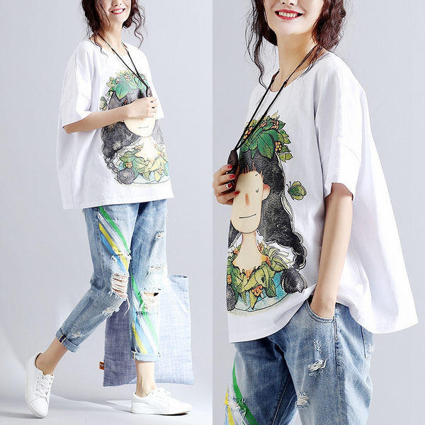 Ležerna ženska bluza s aplikacijom u boji - široki model