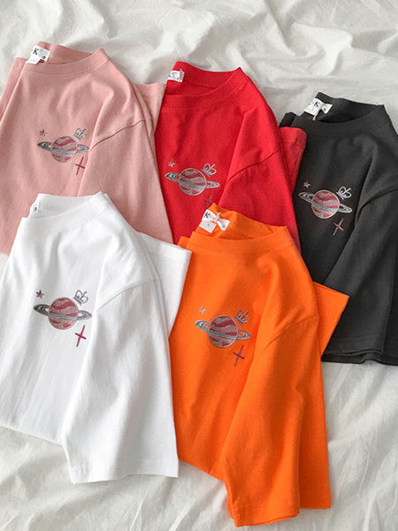 Ženska majica s vezom i kratkim rukavima