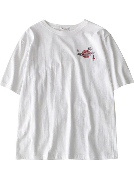 Ženska majica s vezom i kratkim rukavima