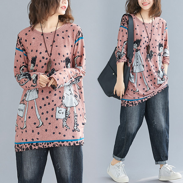 Elastična ženska bluza s dugim rukavima i okruglim izrezom