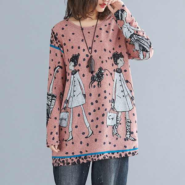 Elastična ženska bluza s dugim rukavima i okruglim izrezom