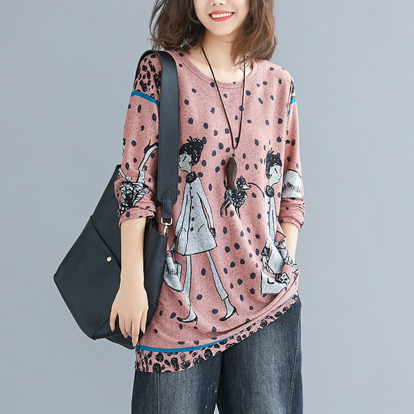 Elastična ženska bluza s dugim rukavima i okruglim izrezom