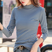 Novi model ženske bluze na pruge sa polo kragnom