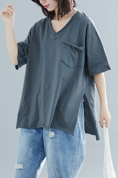 Široka ljetna bluza s V izrezom i 3/4 rukavima