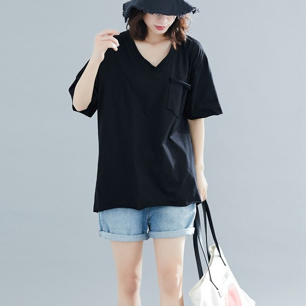 Široka ljetna bluza s V izrezom i 3/4 rukavima